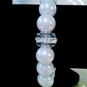 White Pearl Bracelet with Charm